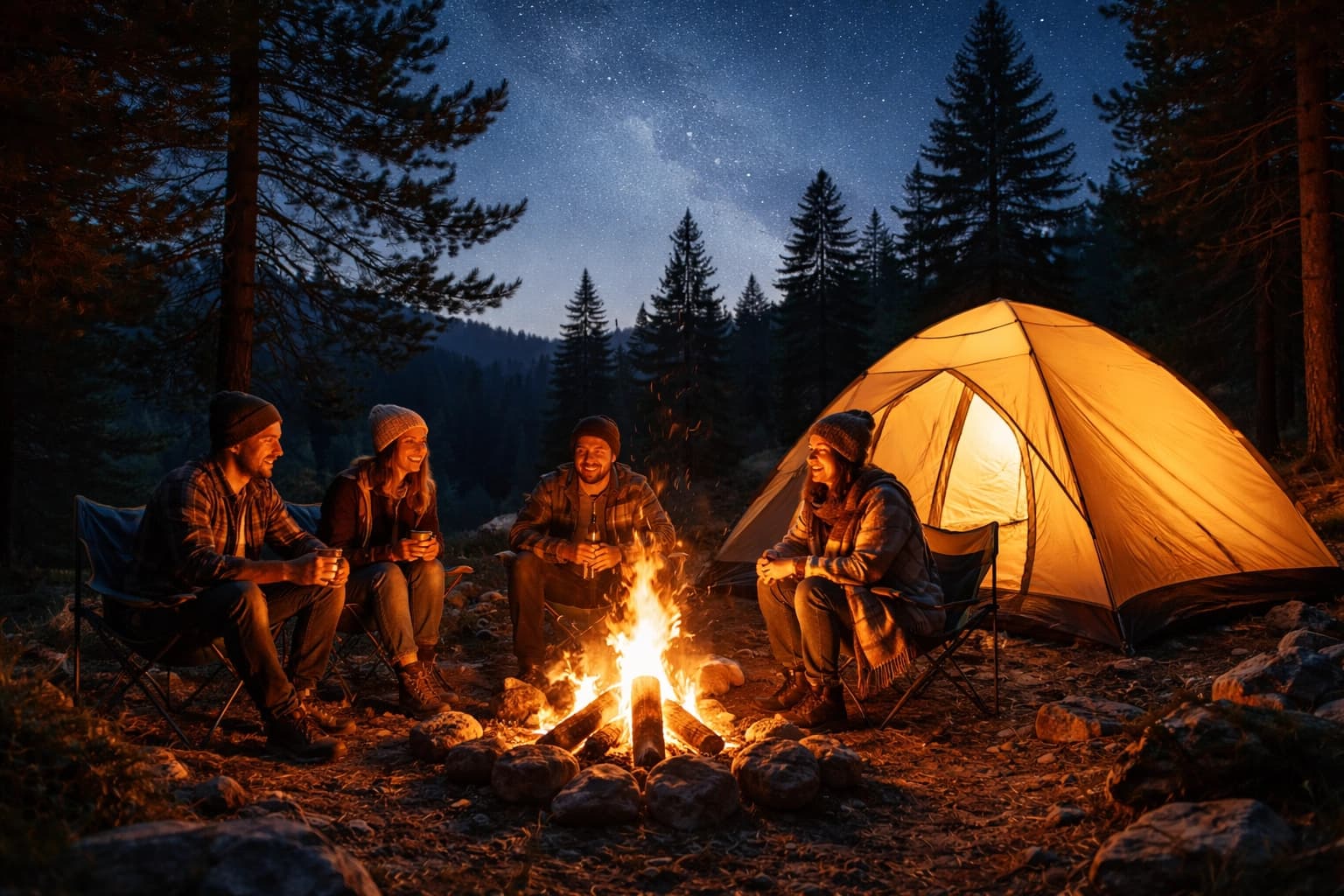 Happy camper fireside