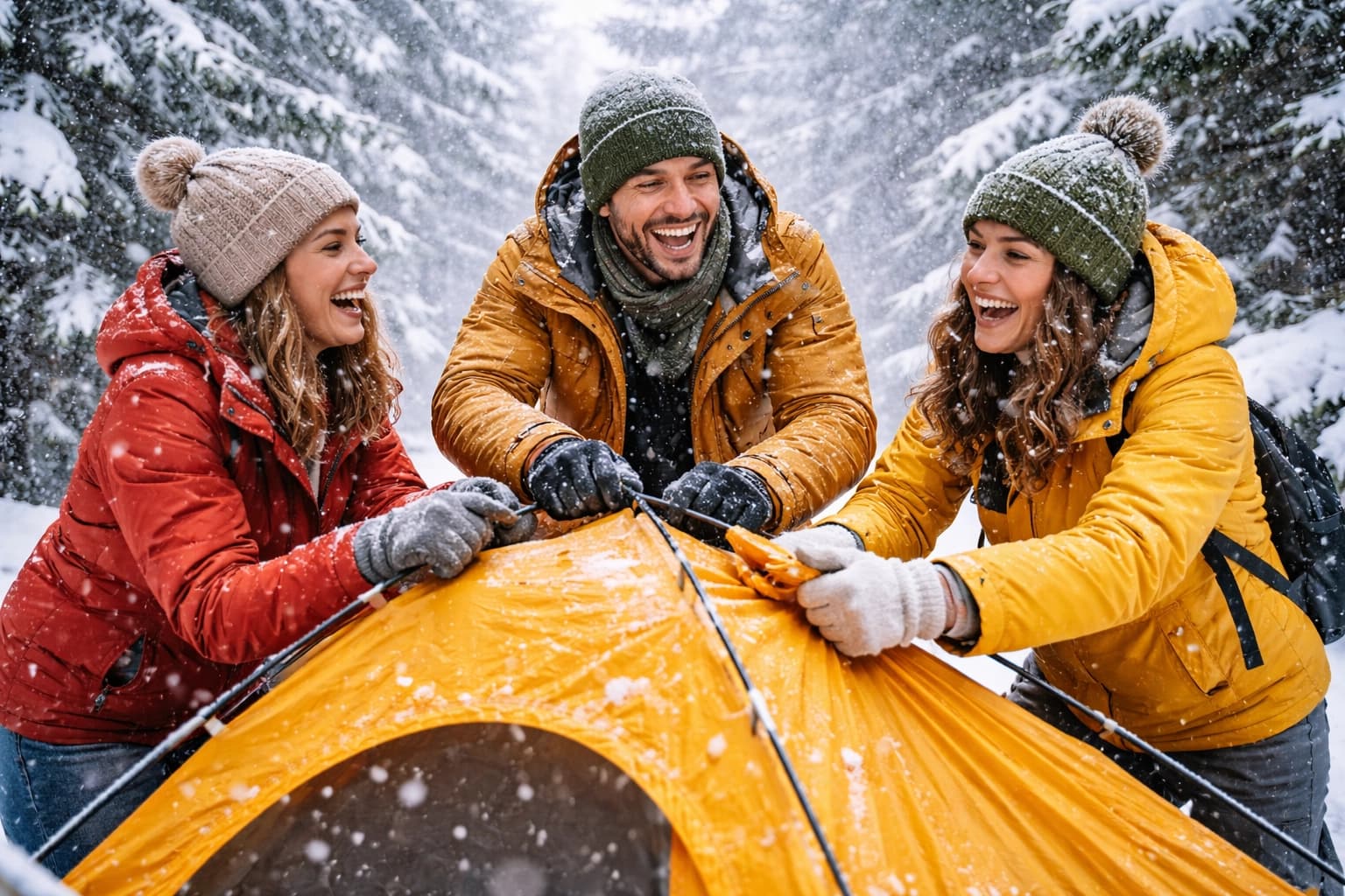 Happy campers with tents